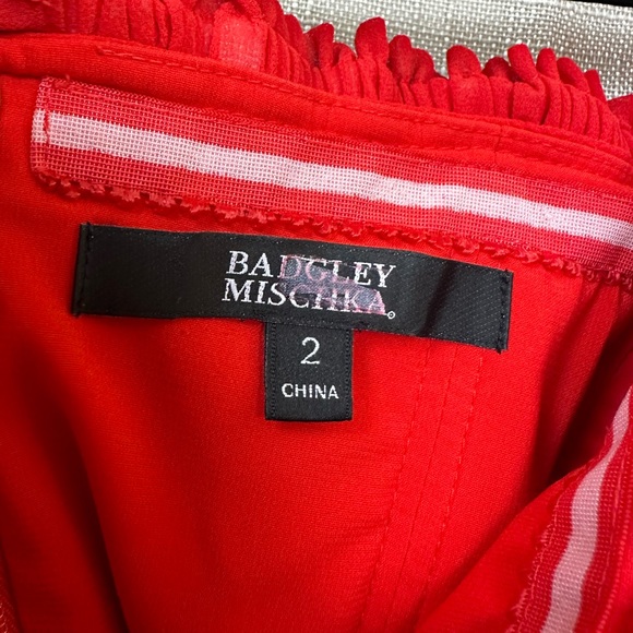 Badgley Mischka Red Off Shoulder Ruffle Gown Maxi Dress Size 2 - Picture 6 of 9